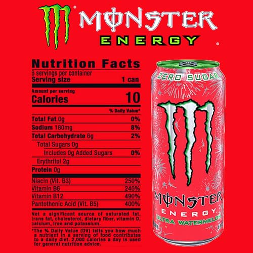 16 Fl oz Zero Sugar Energy Drink Variety Pack of 6 K3054
