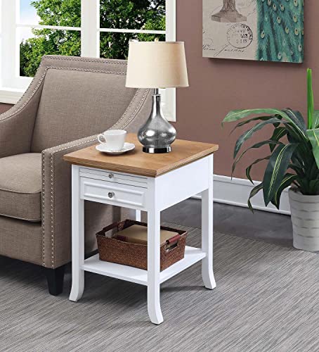 Black 1 Drawer End Table with Pull-Out Shelf T909