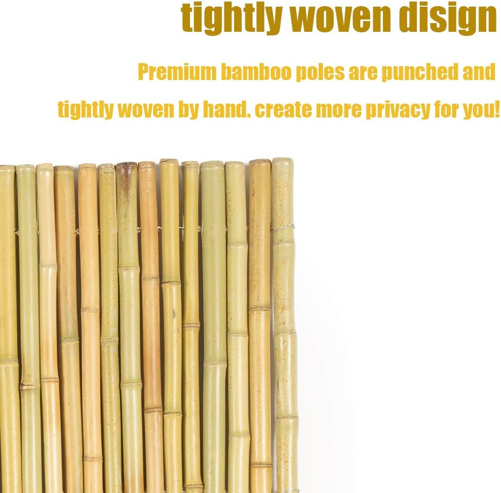 Natural Rolled Bamboo Fence, 0.7 in D x 6 feet High x 8 feet Long L38629