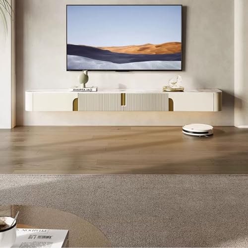Floating TV Stand with Slate Tabletop, Wall Mounted TV Shelf, Wood Storage Hutch, 70.8/78.7 Inch F341