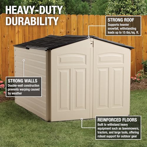 Beige/Brown 5 x 6.5 Ft Resin Outdoor Storage Shed J656