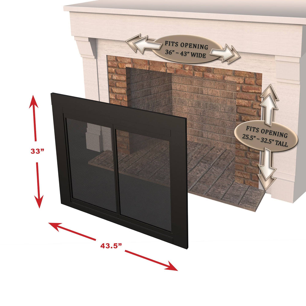 Black Small Fireplace Glass Door U11527