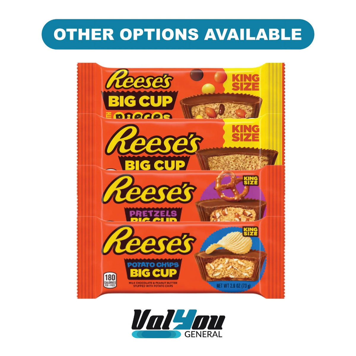 3 Packs Reese's Peanut Butter King Size Big Cups 2.6oz S88059