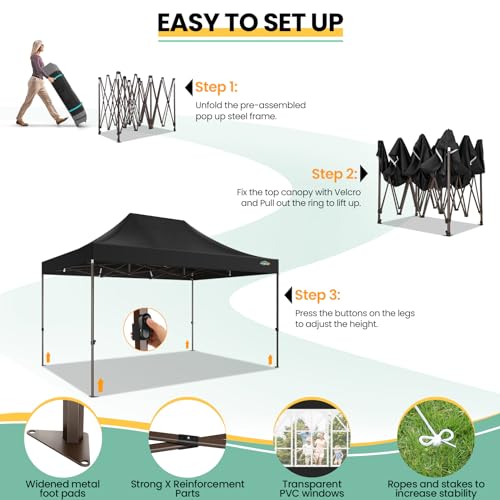 10x20 Pop up Canopy Tent with 6 Sidewalls and Roller Bag J68482
