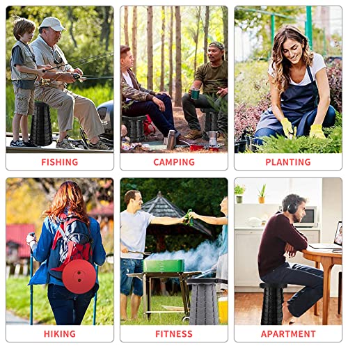 Portable Collapsible Telescoping Stool Lightweight Max Load 400lbs Retractable Folding Stool Black M6544