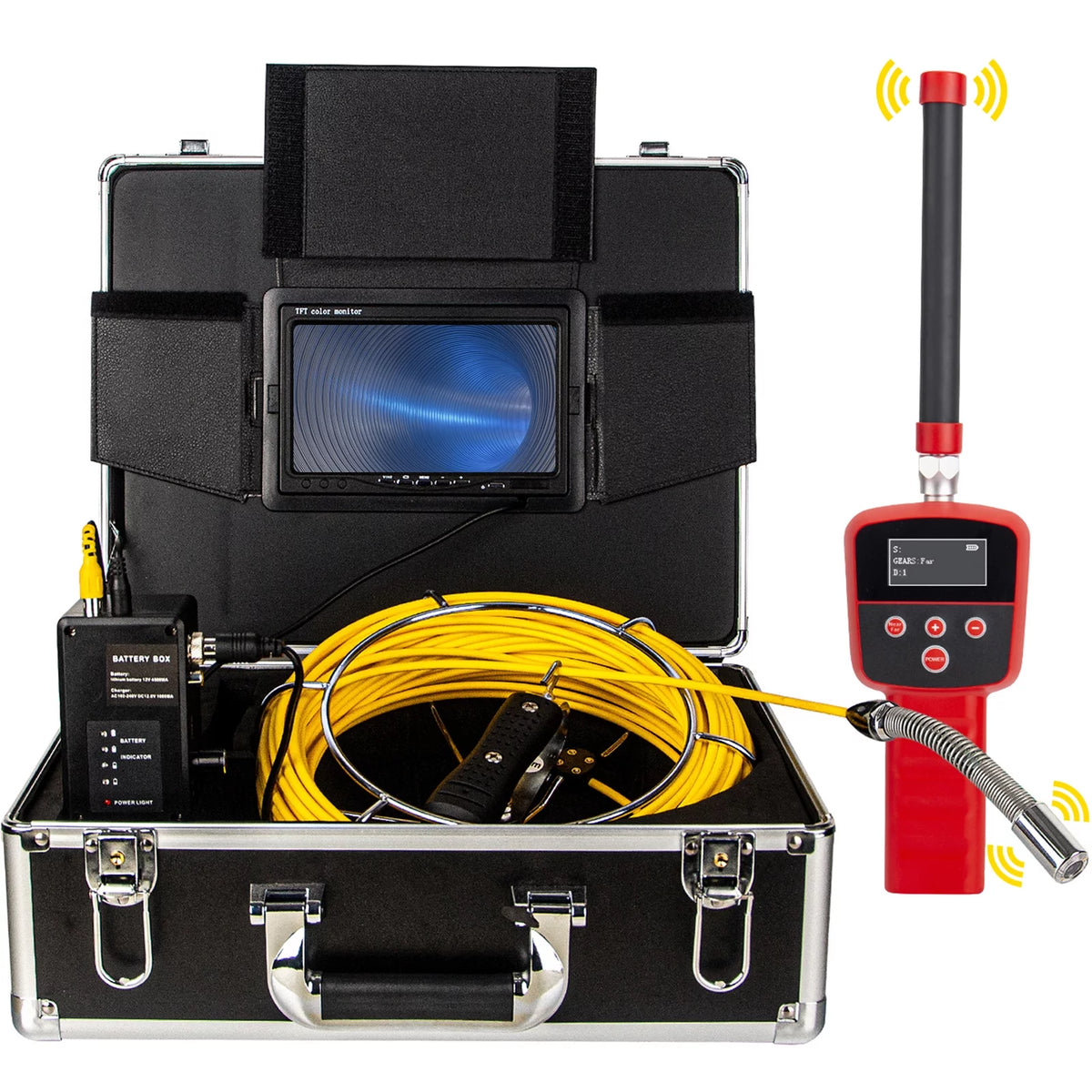 165' Cable Waterproof IP68 Sewer Camera with 512Hz Sonde Transmitter & Receiver X1740