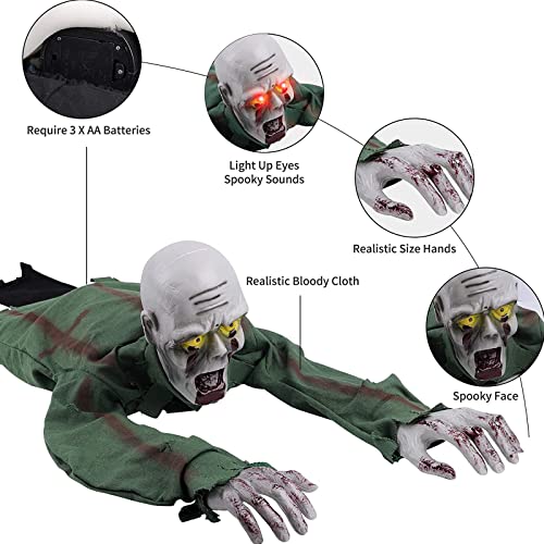 Scary Climbing Zombie Skeleton with Glowing Red Eyes and Creepy Sound F30479