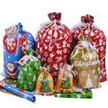 22pcs Drawstrings Christmas Gift Bags Assorted Sizes Reusable Plastic X778