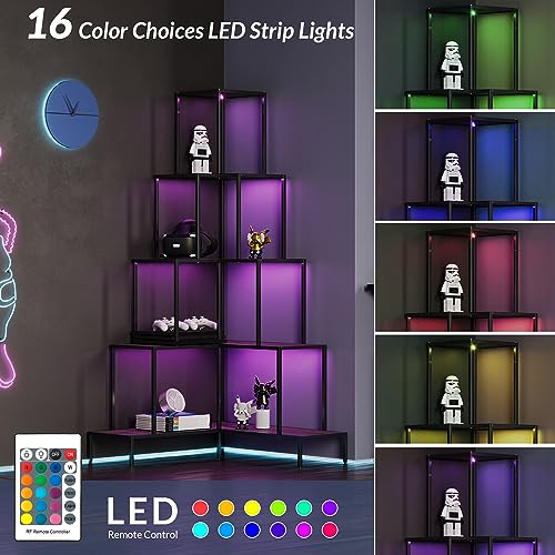 5-Tier Corner Bookshelf with RGB Light U71104