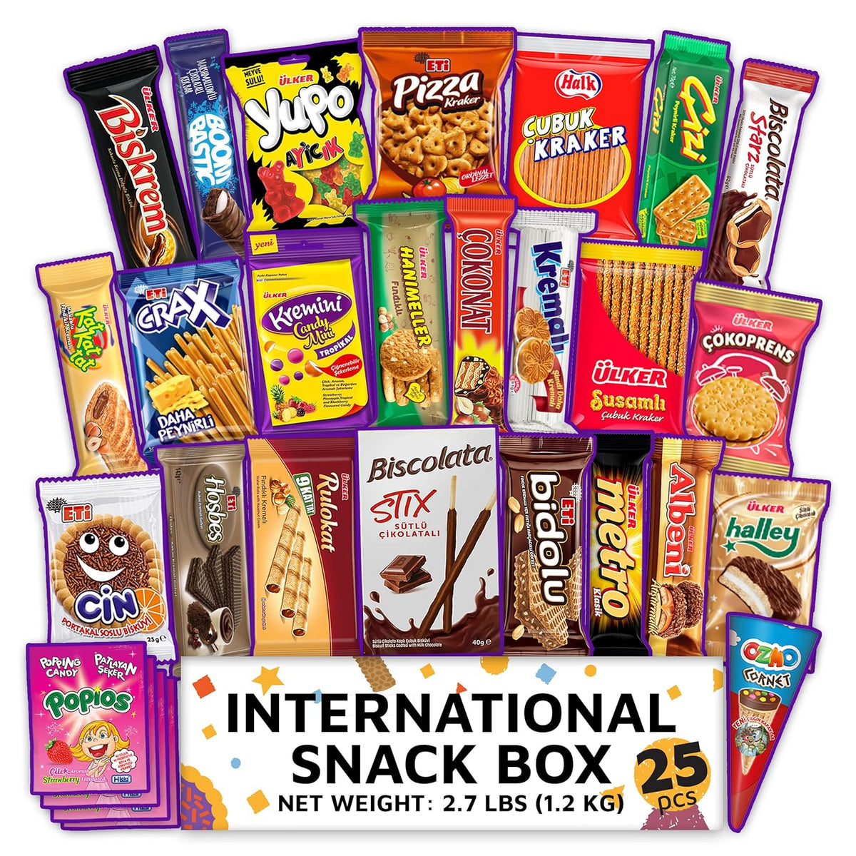 25 Full-Size International Snack Box Q14554