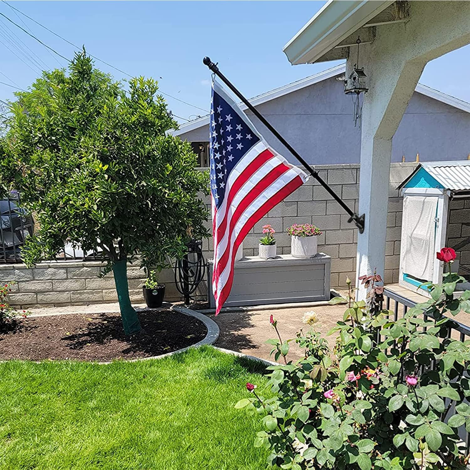 6FT Metal Flag Pole with Two-Position Bracket Holders Black P552