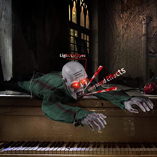 Scary Climbing Zombie Skeleton with Glowing Red Eyes and Creepy Sound F30479