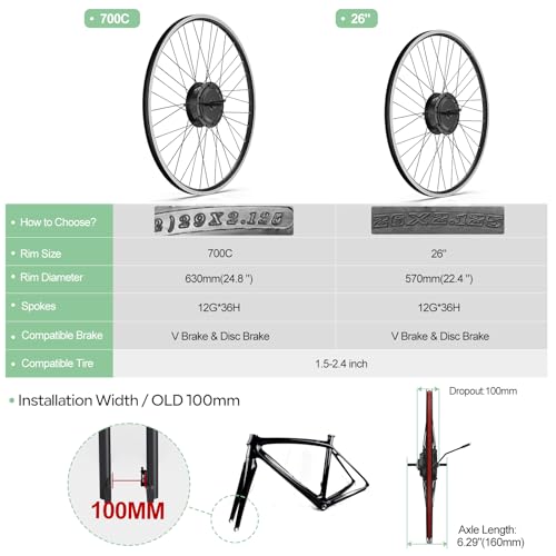 48V 500W Front Hub Motor Ebike Conversion Kit H1727