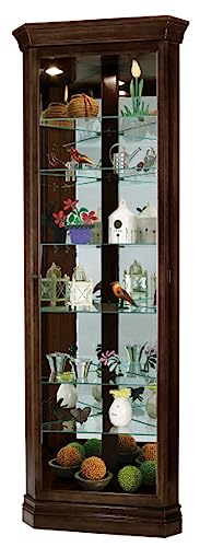 Espresso Curio Cabinet with Six Glass Shelves and Locking Door R882866