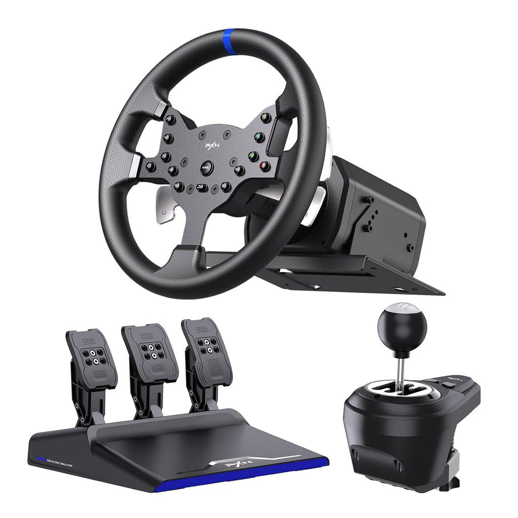 PC Racing Wheel with Force Feedback Steering Wheel, Pedals, Shifter, Detachable 270/900 Degree Steering Wheel U2814