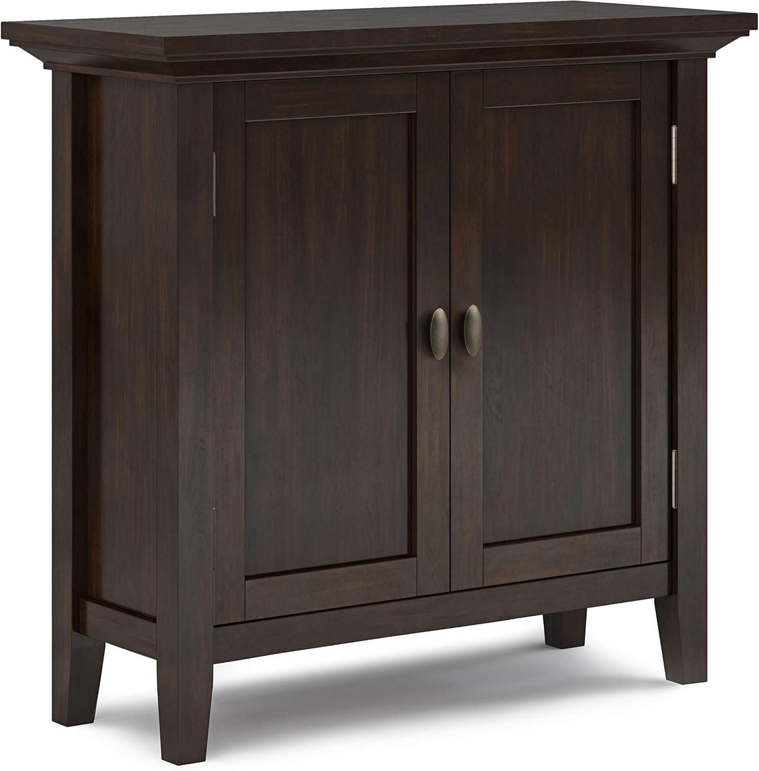 Hickory Brown Solid Wood Low Storage Cabinet with 2 Doors and 2 Adjustable Shelves J7807
