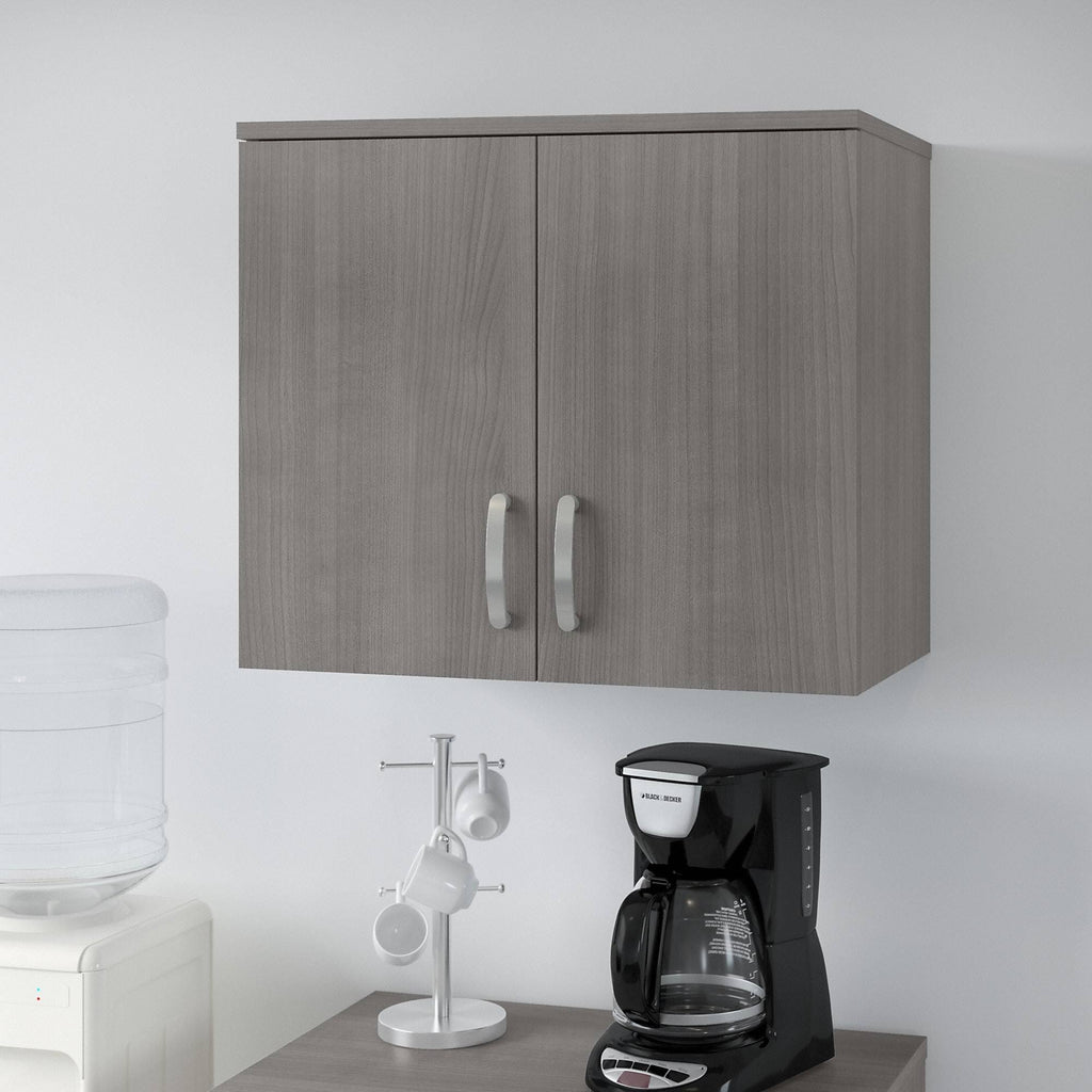 Platinum Gray Wall Cabinet with Doors and Shelves Y769312