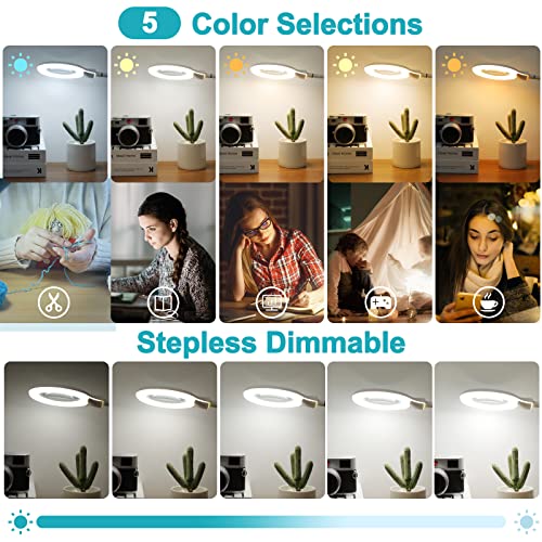 5X Magnifying Glass with Light and Clamp, Flexible Gooseneck LED Desk Lamp F463287