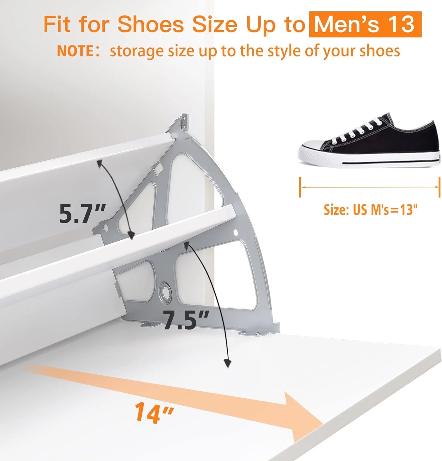 White Narrow Shoe Cabinet with 2 Flip Drawers K448817