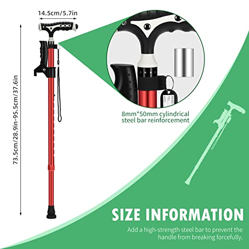 Aluminum Alloy Lightweight Height Adjustable Heavy Duty Foldable Walking Cane with LED O290