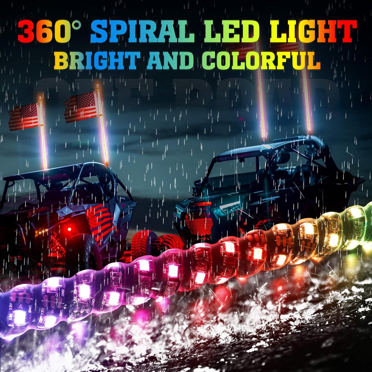 2pcs 3ft LED Whip Lights with Bluetooth L801