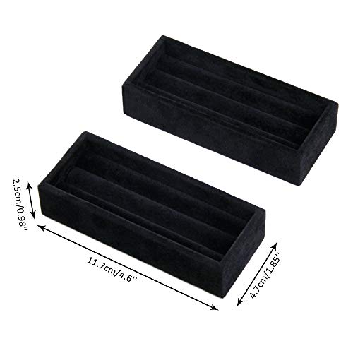 2PCS Black Velvet 8 Slots Jewelry Tray V393959