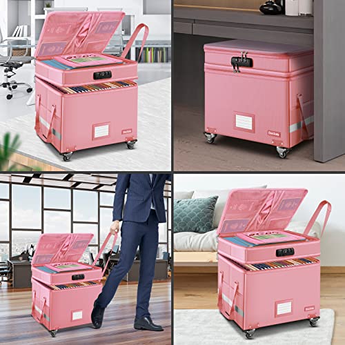 Gray Fireproof Document Box with Lock and Wheels E9914
