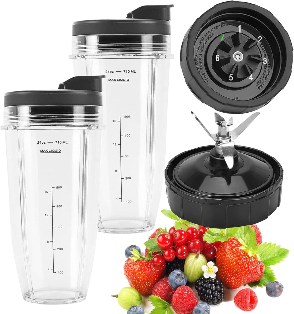 2 Pack 24oz Blender Cups with To-Go Lids and Blade F67107