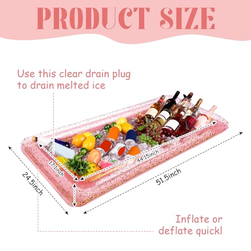 4 Pcs Inflatable Serving Bar Food Cooler Buffet with Glittering Confetti Inflatable Ice Tray M568