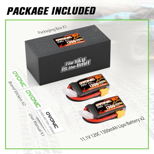 11.1V 1300mAh 3S RC Battery with XT60 Plug (2 Pack) Y109474