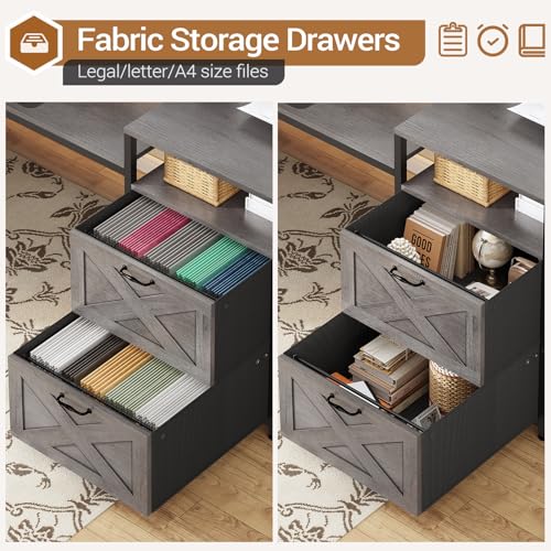 White L Shaped Desk with Drawers and Power Outlet P9909