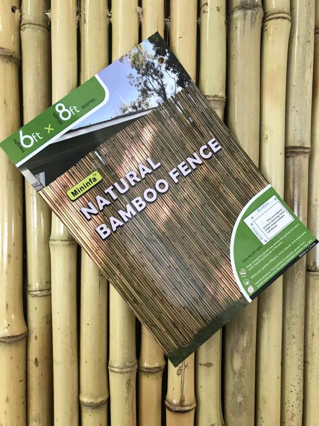 Natural Rolled Bamboo Fence, 0.7 in D x 6 feet High x 8 feet Long L38629