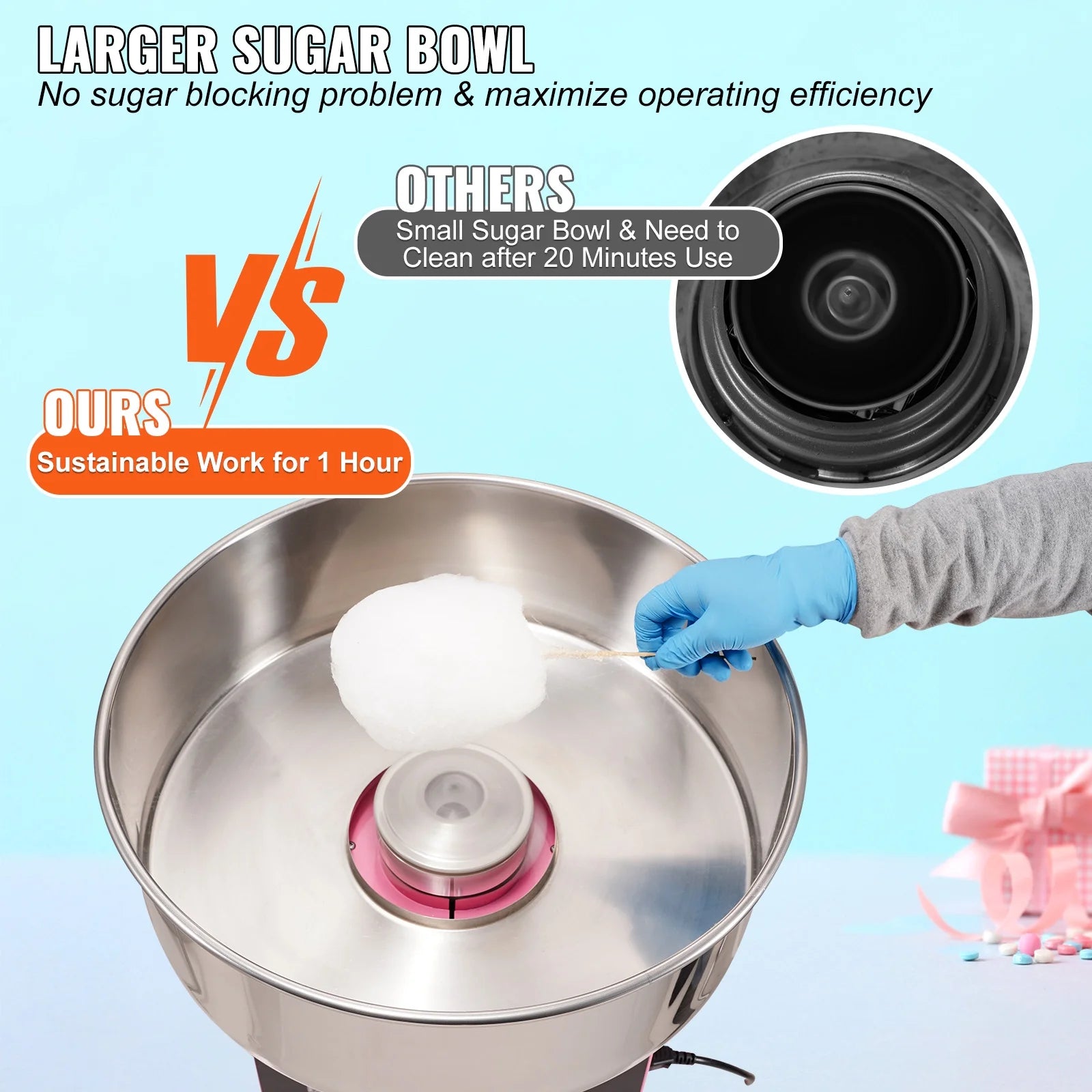 Pink 21 Inch Stainless Steel Cotton Candy Machine V689529