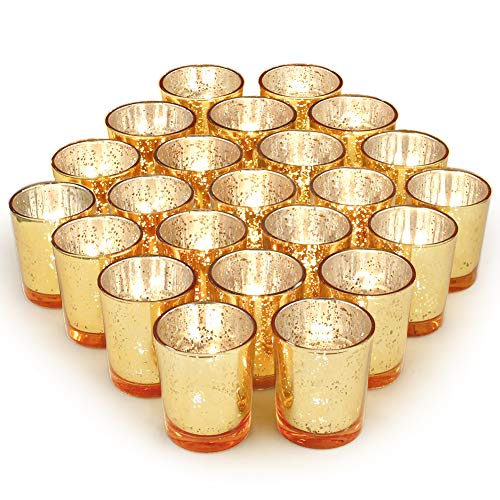 72pcs Mercury Glass Gold Votive Candle Holders X4164