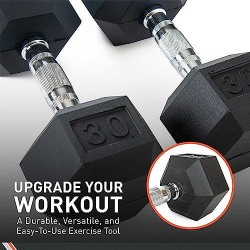 Pair Rubber Encased Hex Dumbbell A135770