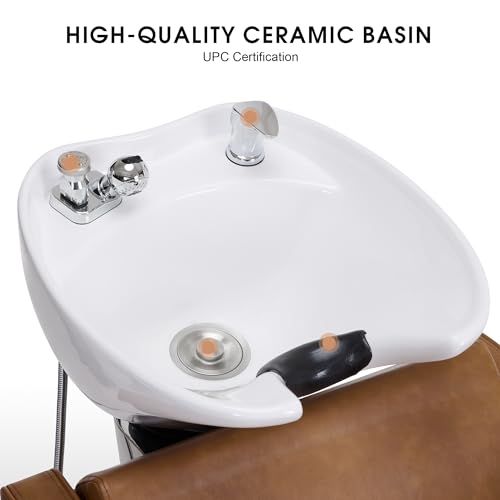 Adjustable Porcelain Ceramic Shampoo Station Chair (Beige) G60532