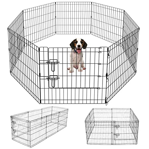 Black 8 Panel 24 Inch Pet Playpen F717