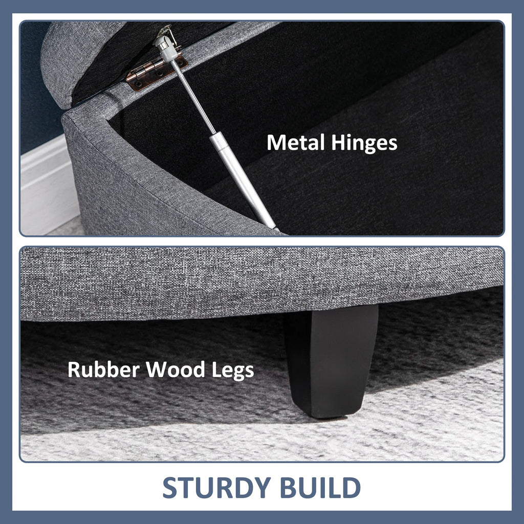 Gray Half Moon Storage Ottoman with Lift Lid J863
