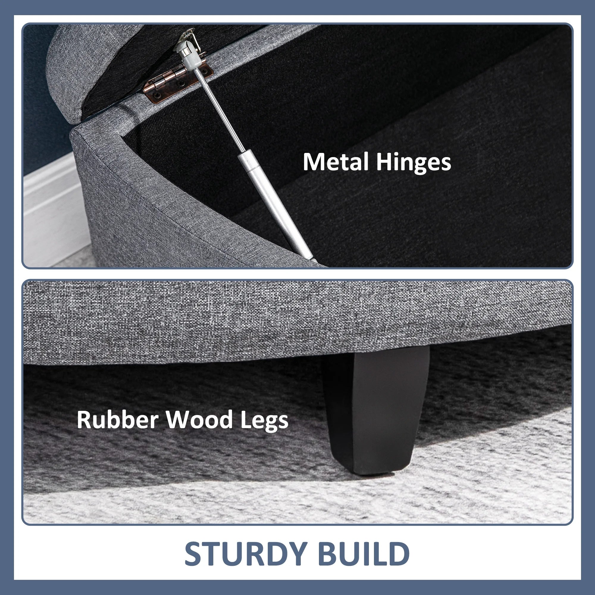 Gray Half Moon Storage Ottoman with Lift Lid J863