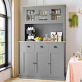 Grey Kitchen Hutch Storage Cabinet with Countertop and Drawers P4529