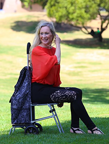 Black Foldable Shopping Cart with Seat P222841