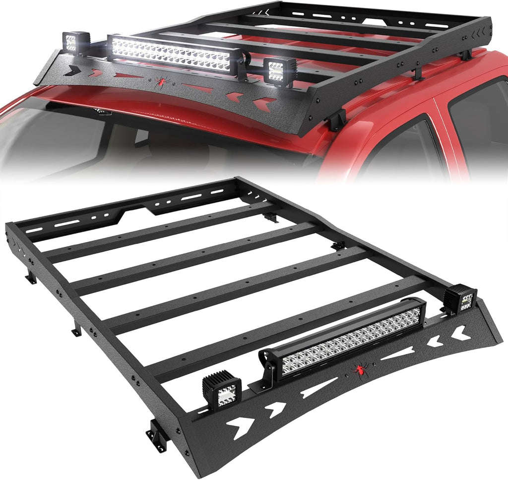Heavy Duty Roof Rack Cargo Carrier with 2 LED Lights and 1 Light Bar H906465