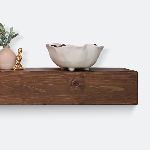 Rustic Real Wood Floating Mantle Shelf K363174