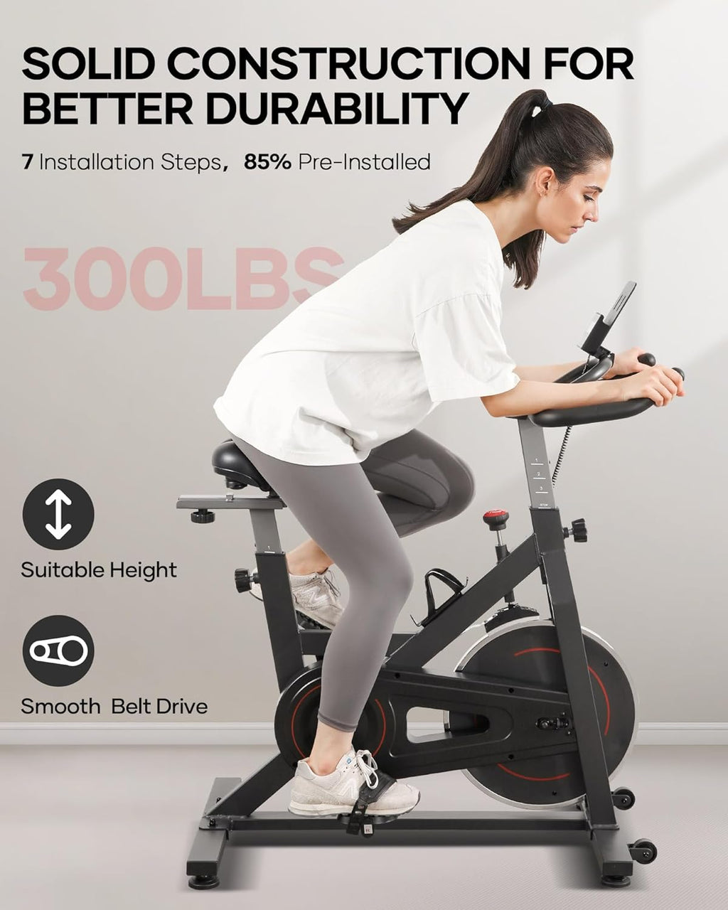Indoor Cycling Bike with Resistance Seat Cushion LCD Monitor Belt Drive L17592