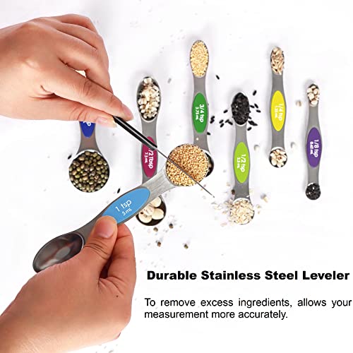 Magnetic Stainless Steel Measuring Spoons Set with Leveler F8375