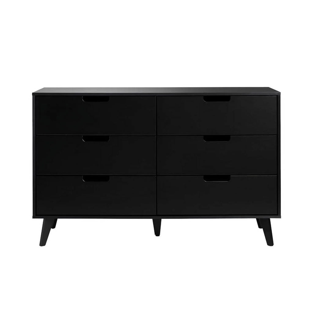 Black 6 Drawer Wood Dresser A9018