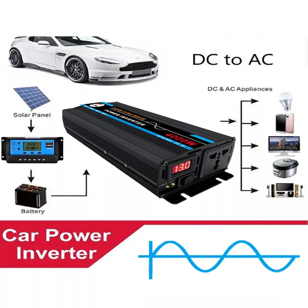 4000W Pure Sine Wave Power Inverter DC12V to AC 120V N213775