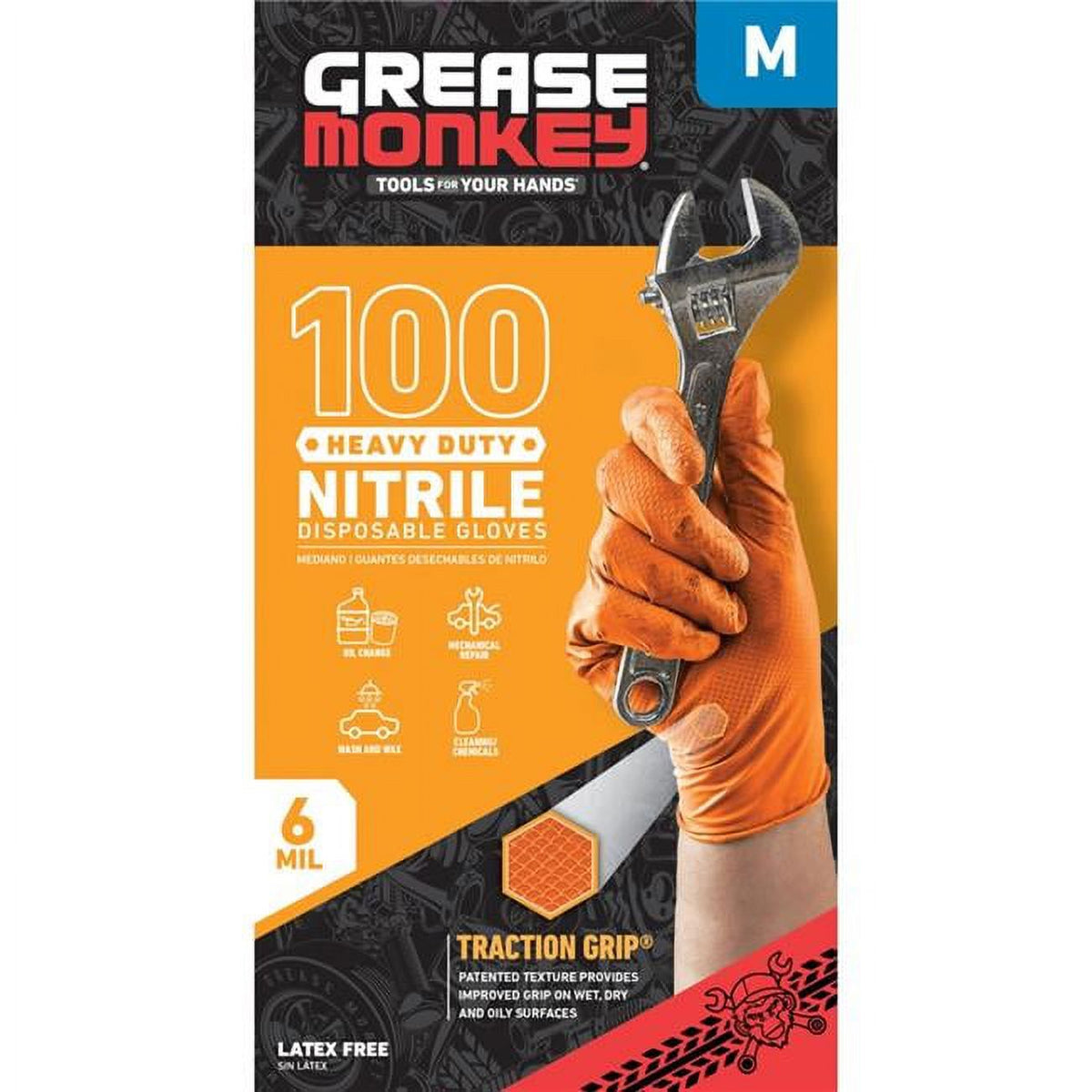 Orange Heavy Duty Nitrile Disposable Gloves, Large - 100 Count I4682