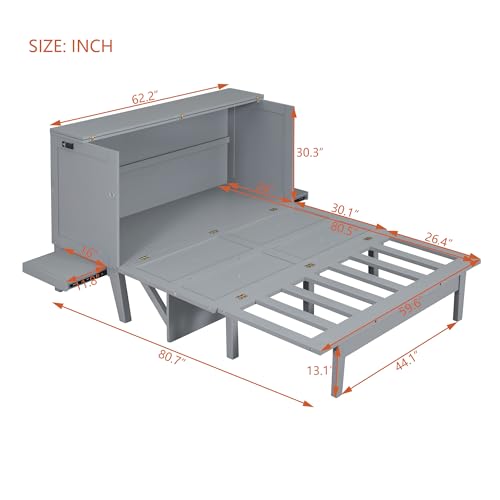 Gray Queen Size Wood Murphy Bed I439