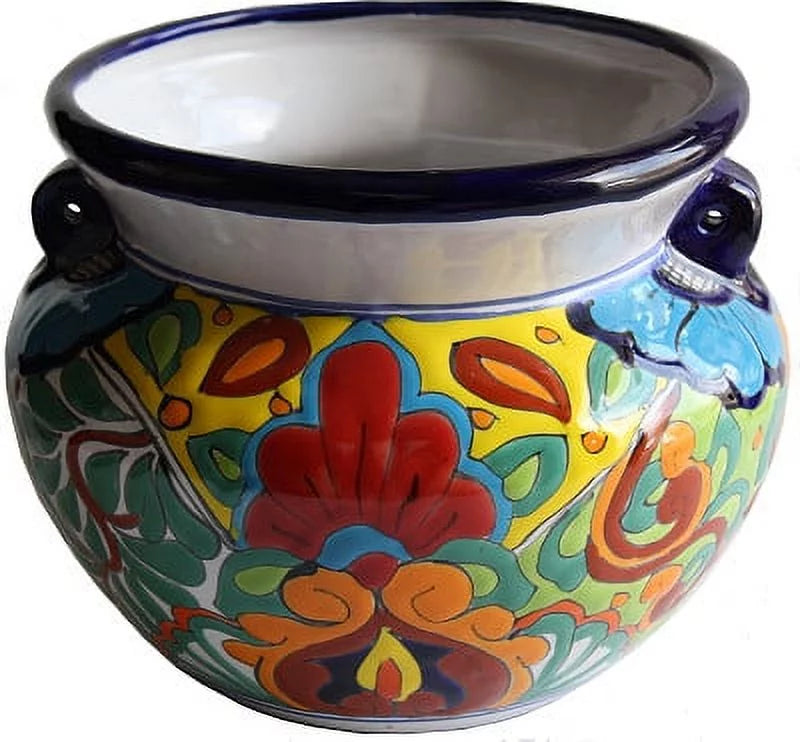 Small-Sized Rainbow Talavera Ceramic Garden Pot D556